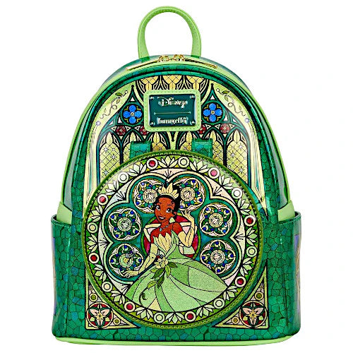 Loungefly Disney Princess Stained Glass Collection Tiana Mini Backpack With Ear Attachment