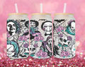 16 oz Horror Icons Frosted Glass Tumbler with Bamboo Lid and Straw