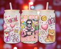 16 oz Cupid Vibes Valentine's Day Frosted Glass Tumbler with Bamboo Lid and Straw Michael Myers