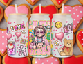 16 oz Cupid Vibes Valentine's Day Frosted Glass Tumbler with Bamboo Lid and Straw Chucky