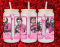 16 oz Horror Valentine's Day Frosted Glass Tumbler with Bamboo Lid and Straw Jason Voorhees, Michael Myers, Freddy Krueger, and Ghostface