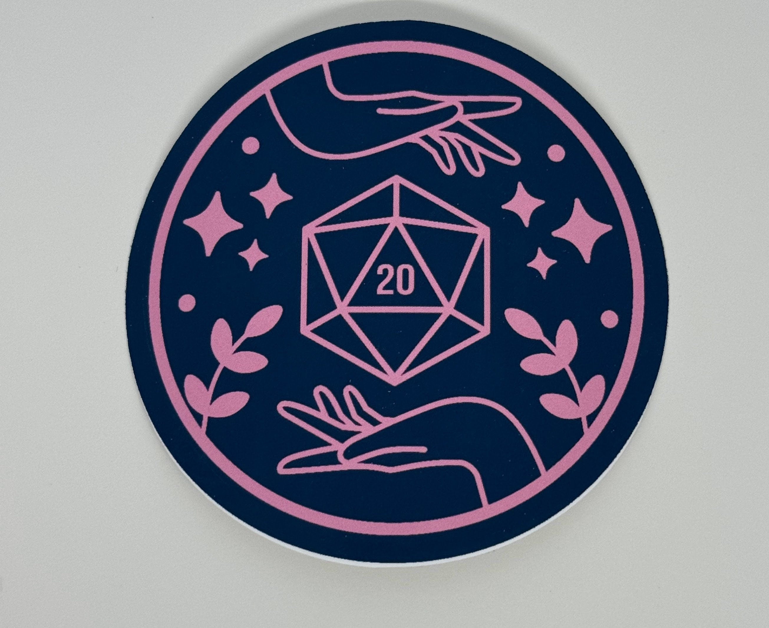 Pink and Navy or Navy and Pink  Natural 20 DND Sticker
