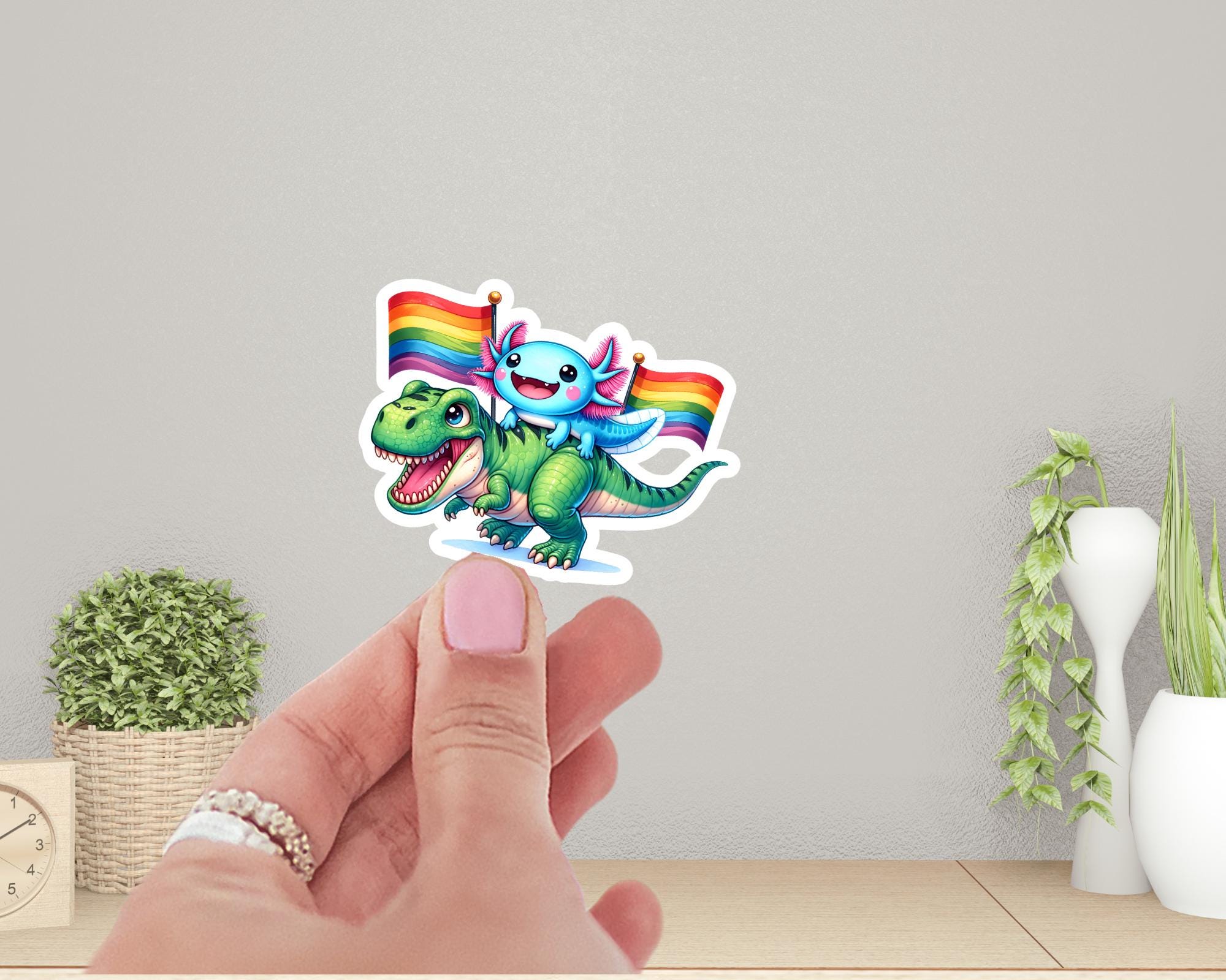 LGBTQ Axolotl and Dinosaur Sticker