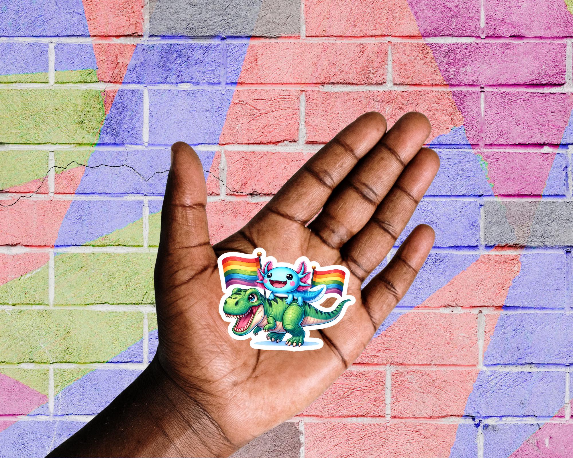 LGBTQ Axolotl and Dinosaur Sticker