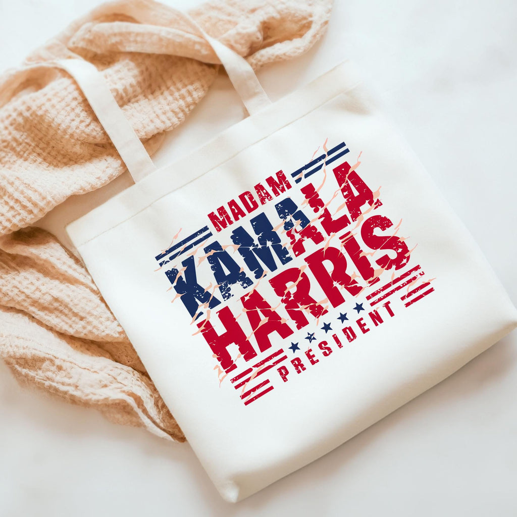 Madam President Kamala Harris 2024 Tote Bag - Patriotic Political Tote - Election Campaign Gift | Gift for Her