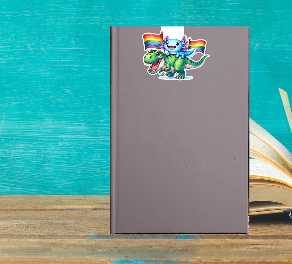 Axolotl and Dinosaur Magnetic Bookmark - LGBTQ+ Pride Gift - Fun and Colorful Bookmark, Gift for Her, Gift for Him, Gift for Them, Pride