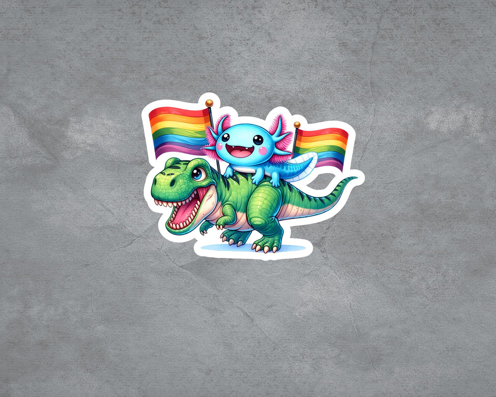 LGBTQ Axolotl and Dinosaur Sticker