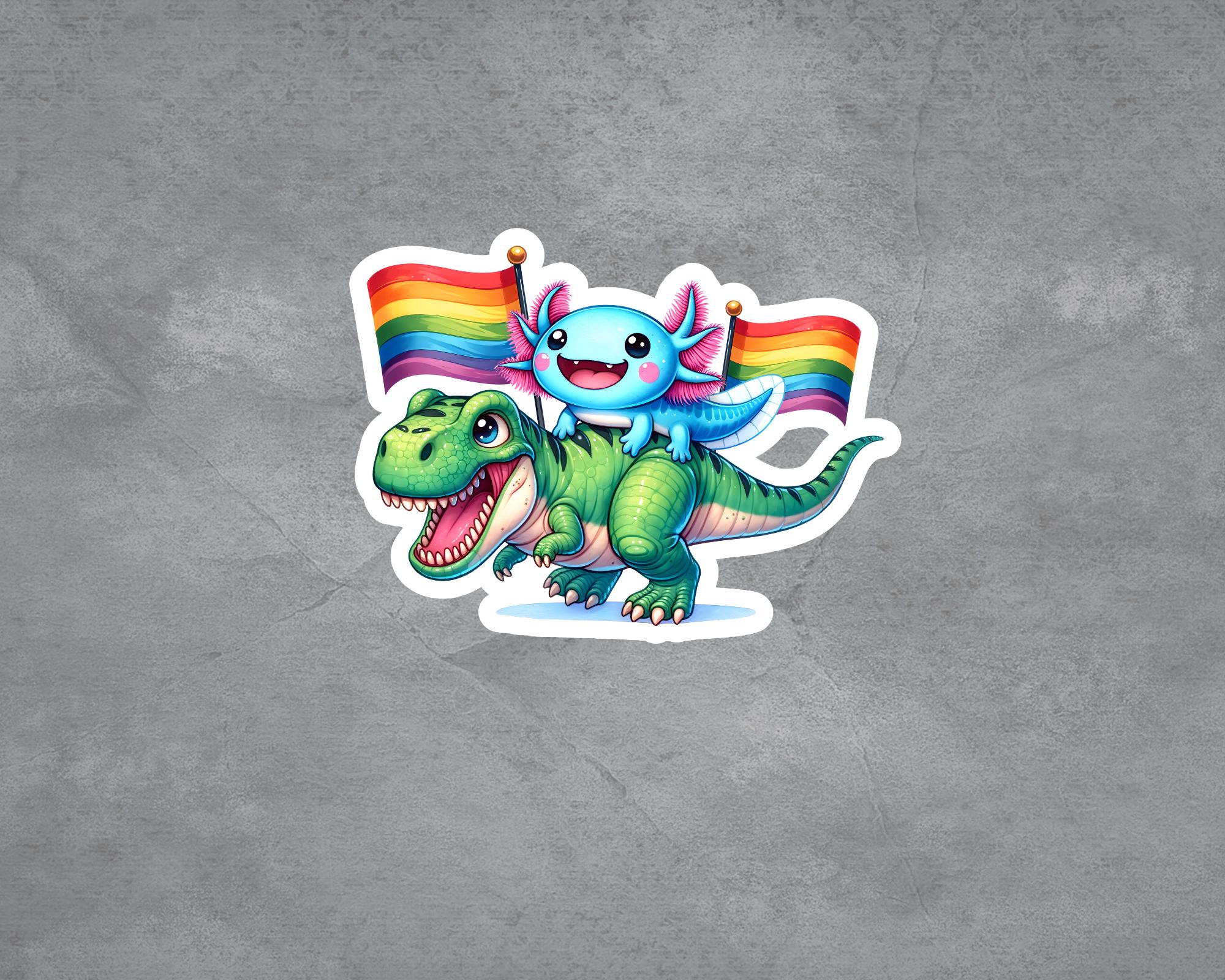 LGBTQ Axolotl and Dinosaur Sticker