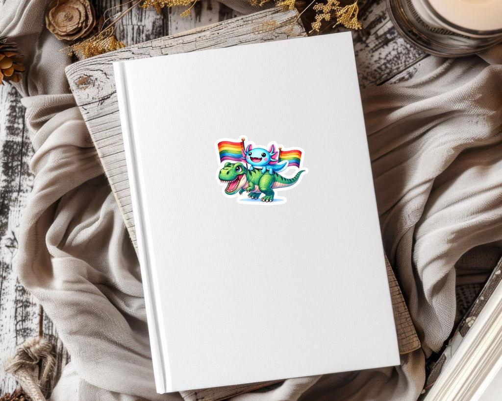 LGBTQ Axolotl and Dinosaur Sticker