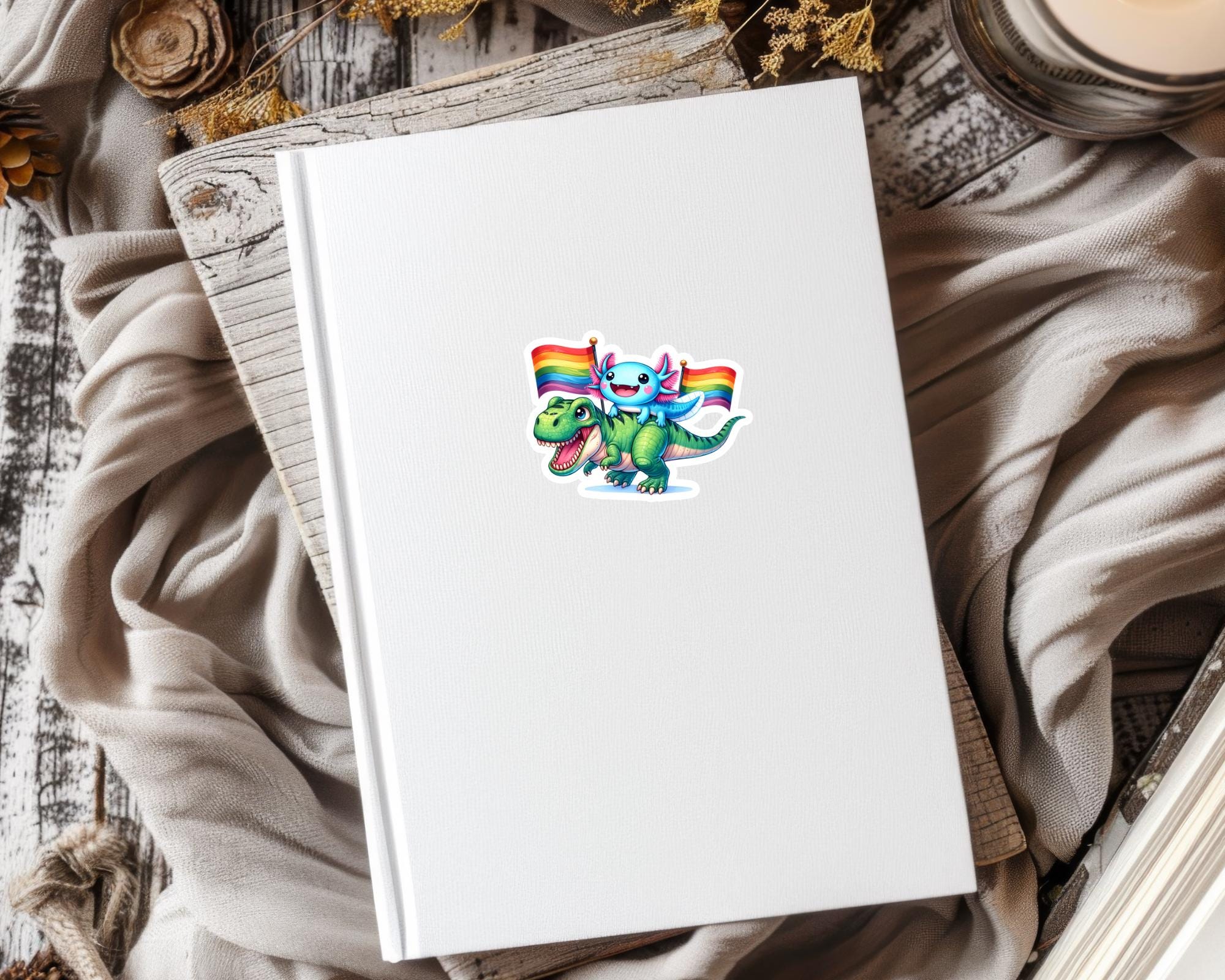 LGBTQ Axolotl and Dinosaur Sticker