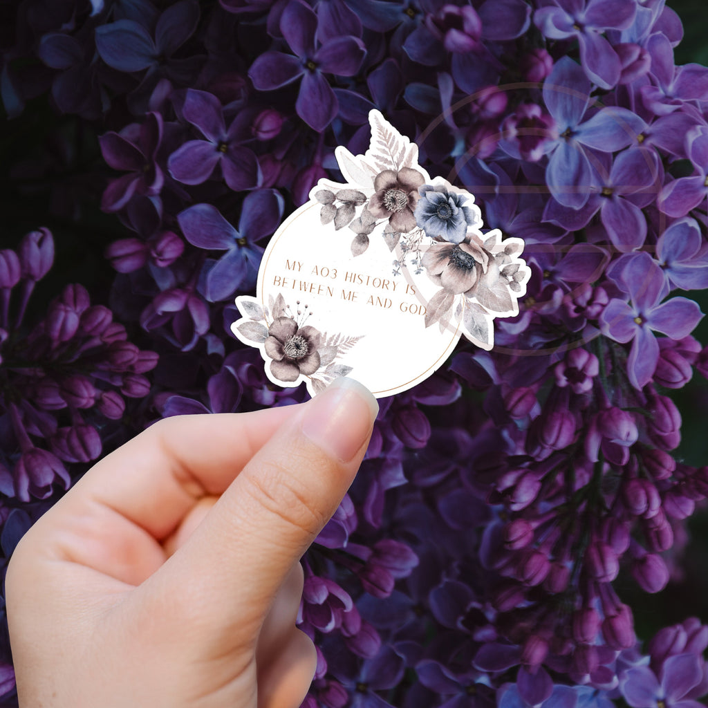 Floral 'My AO3 History Is Between Me and God' Sticker
