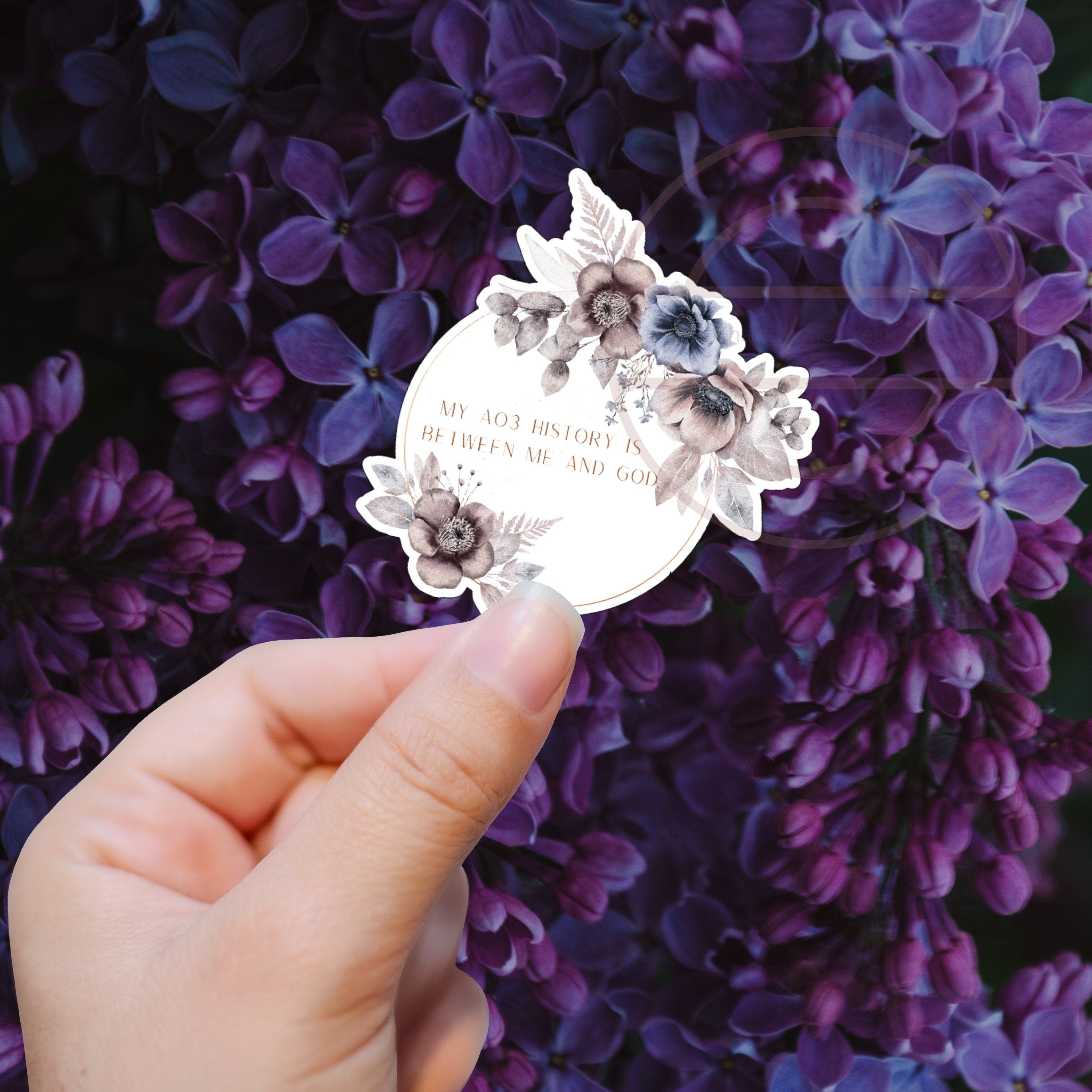 Floral 'My AO3 History Is Between Me and God' Sticker