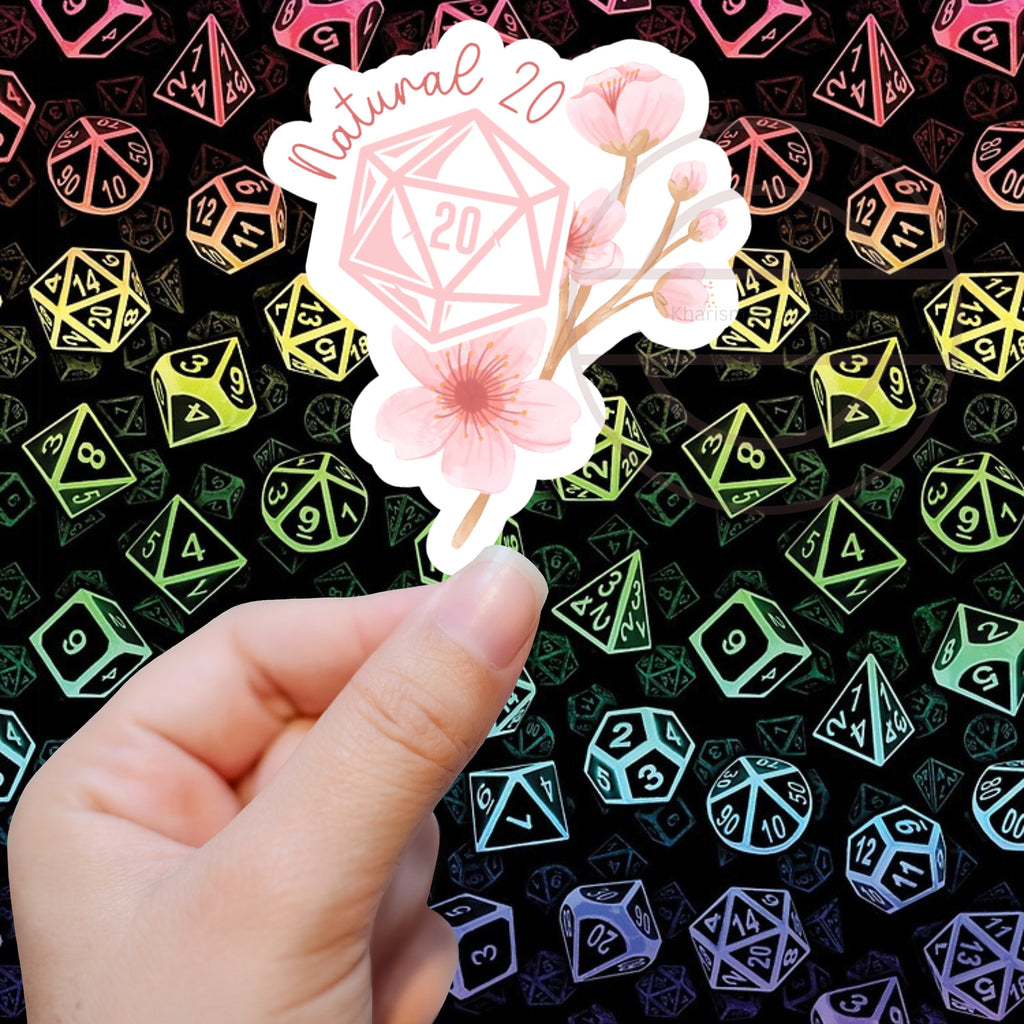 Natural 20 Floral DND Sticker