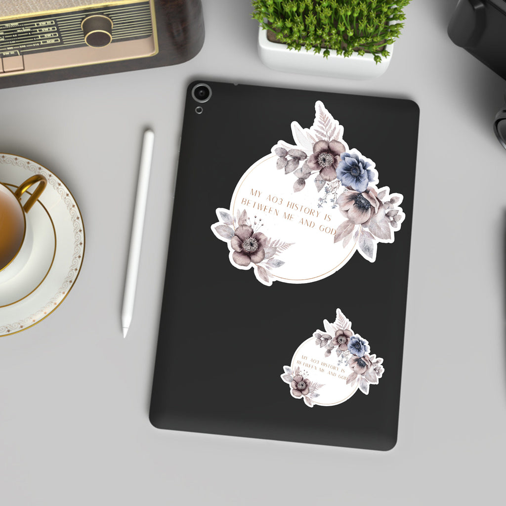 Floral 'My AO3 History Is Between Me and God' Sticker