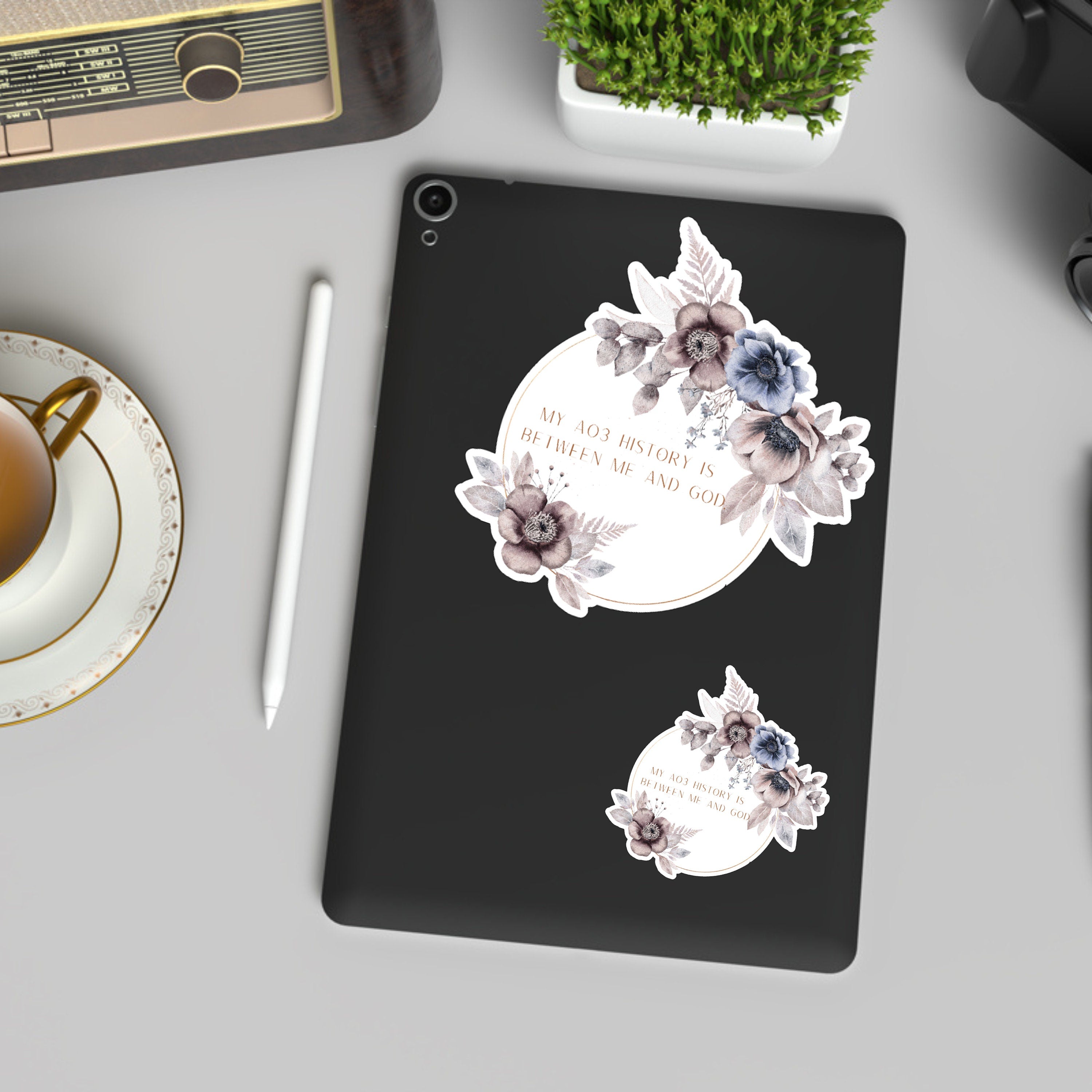 Floral 'My AO3 History Is Between Me and God' Sticker