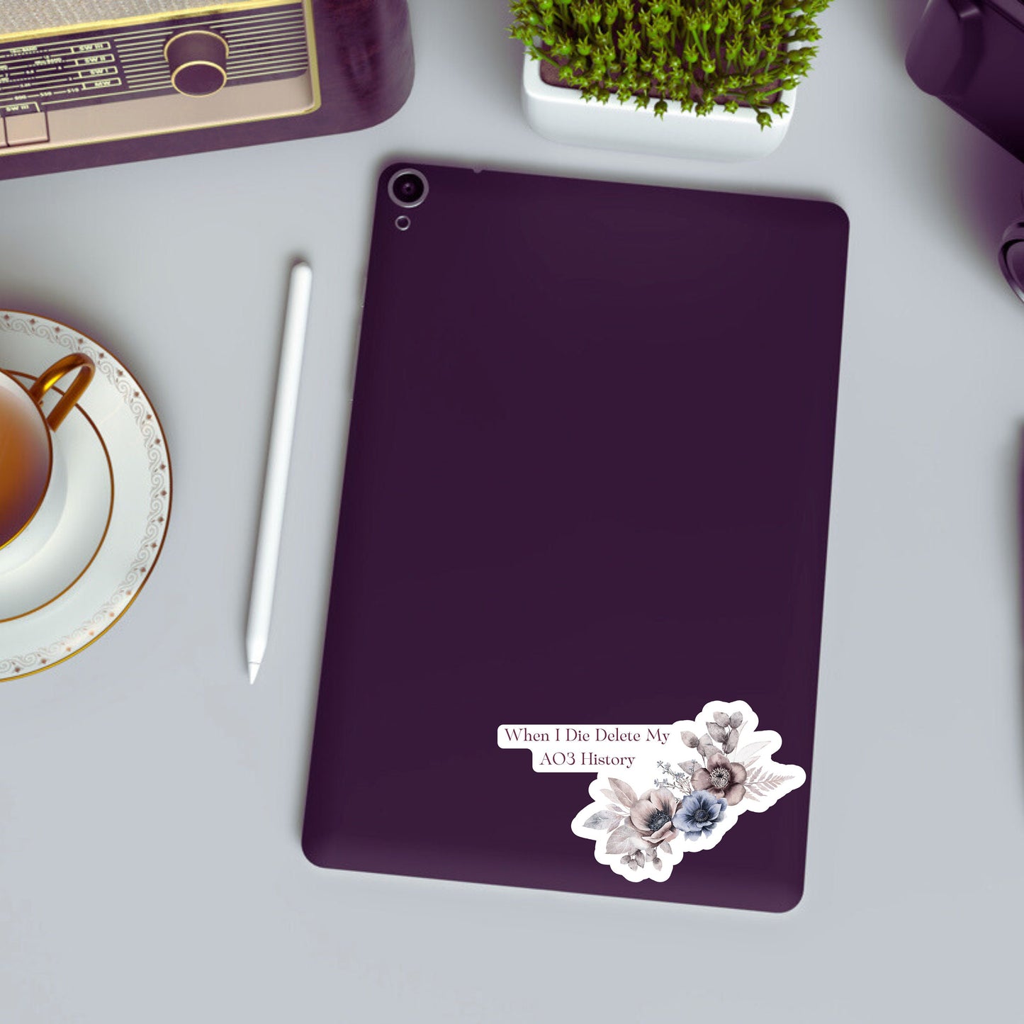 Floral 'When I Die Delete My AO3 History Sticker