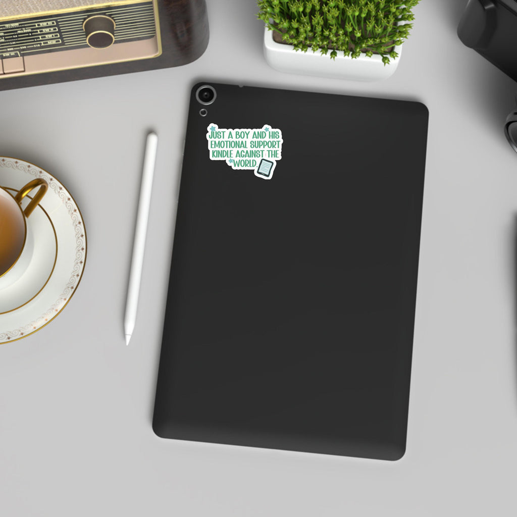 A Boy and His Emotional Support Kindle Sticker