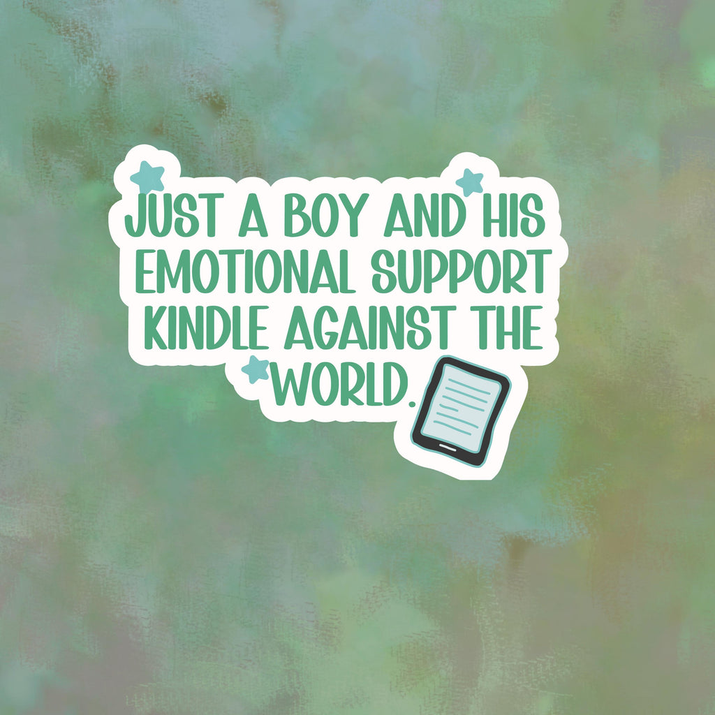 A Boy and His Emotional Support Kindle Sticker