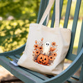Cute Ghost and Pumpkin Tote Bag - Floral Halloween Canvas Bag
