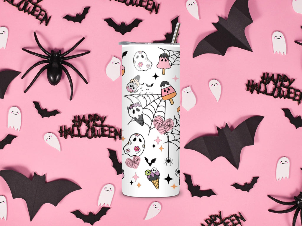 Cute Spooky Halloween Ghost and Treat Tumbler 20 OZ