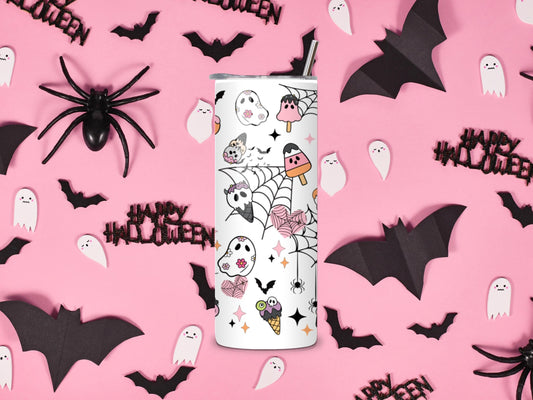 Cute Spooky Halloween Ghost and Treat Tumbler 20 OZ