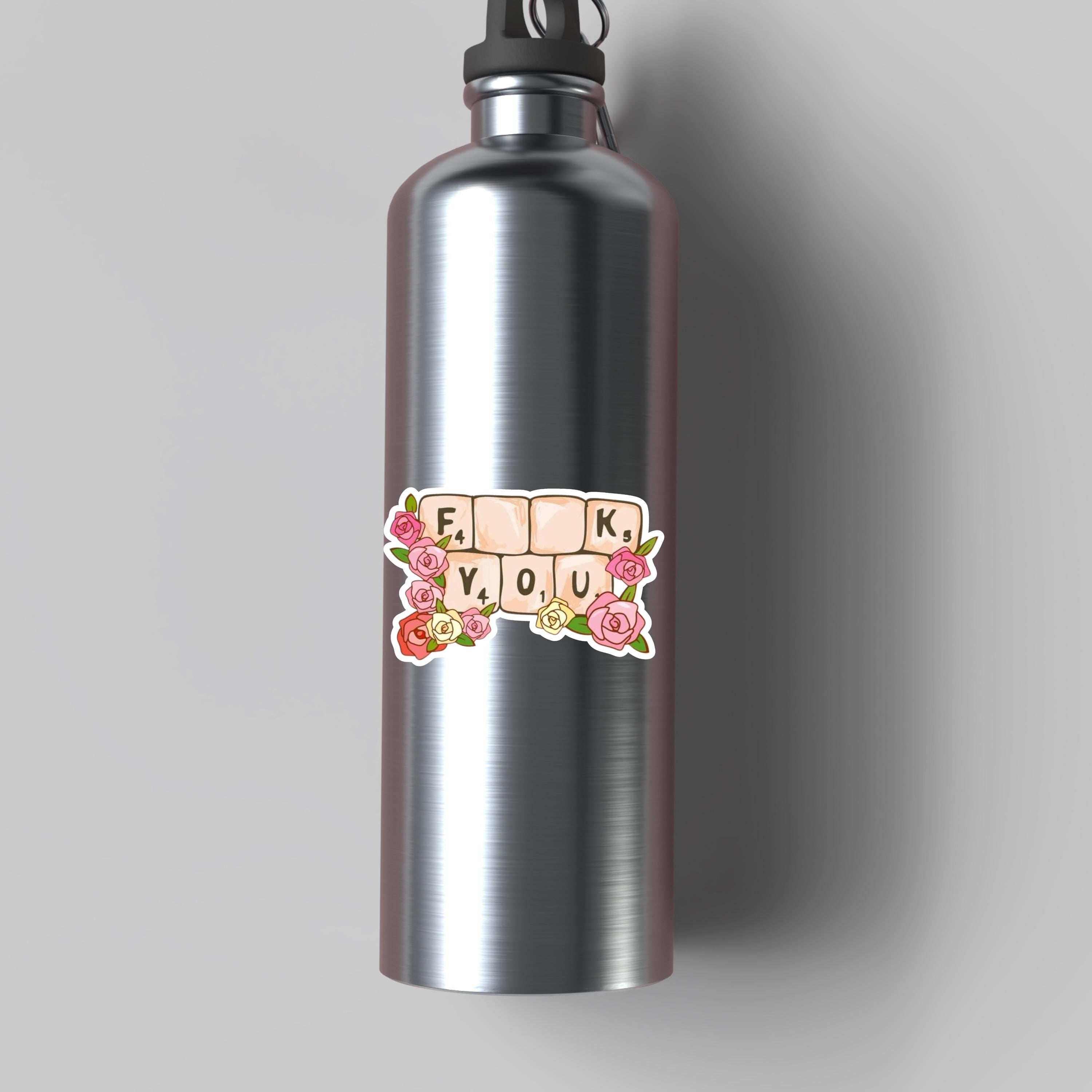 Funny Scrabble Tiles Sticker  - Floral Scrabble Design