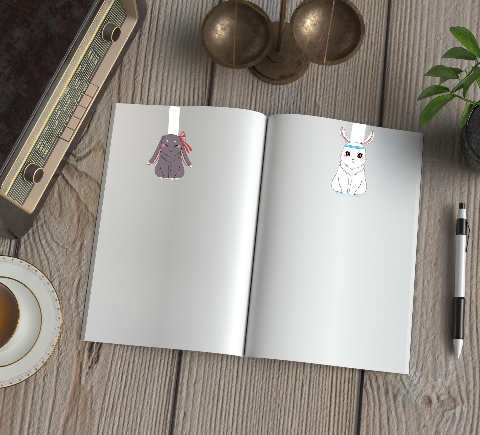 Wei Ying and Lan Wangji Bunny Magnetic Bookmarks - Set of 2 Bookmarks