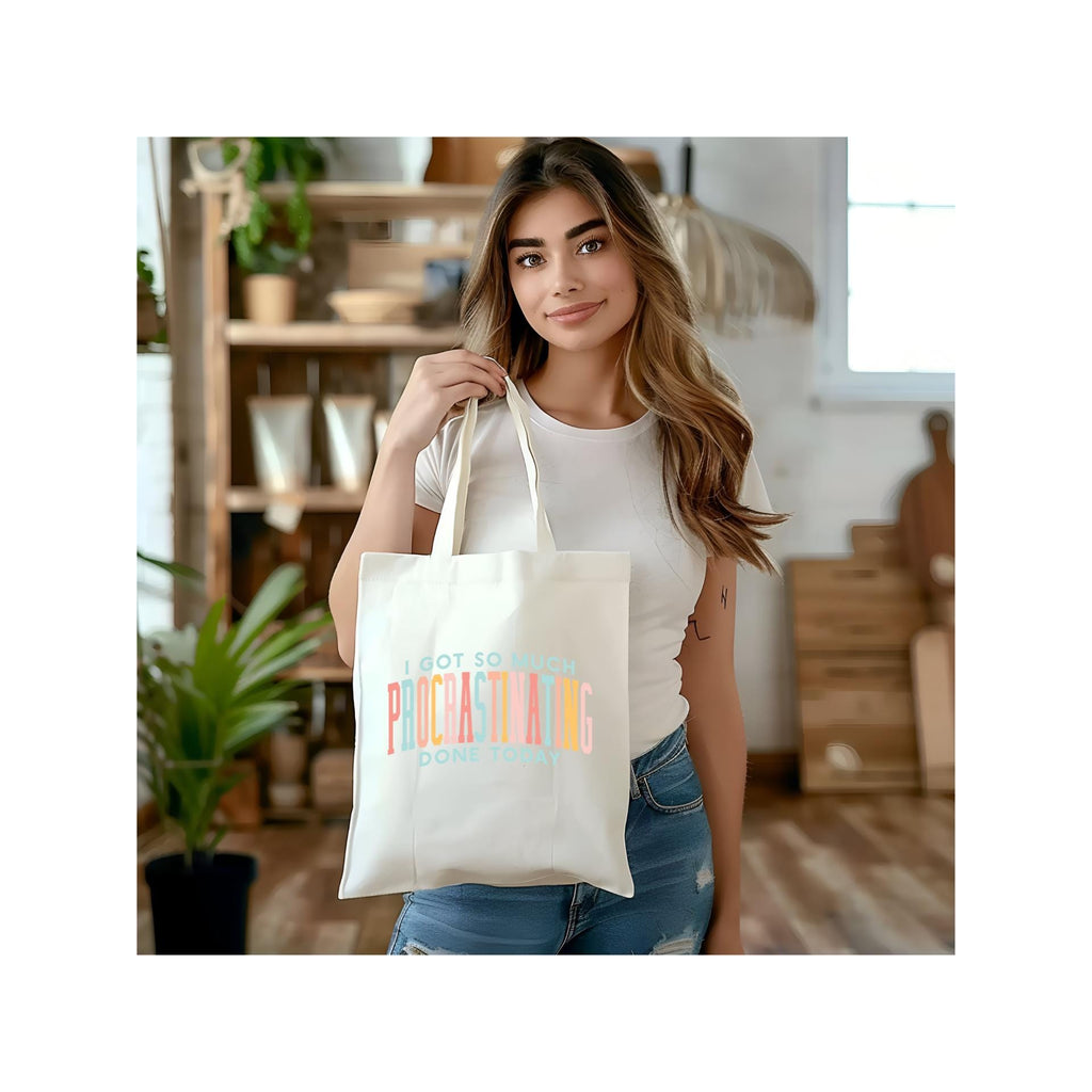 Funny Procrastination Tote Bag - 'I Got So Much Procrastinating Done Today'
