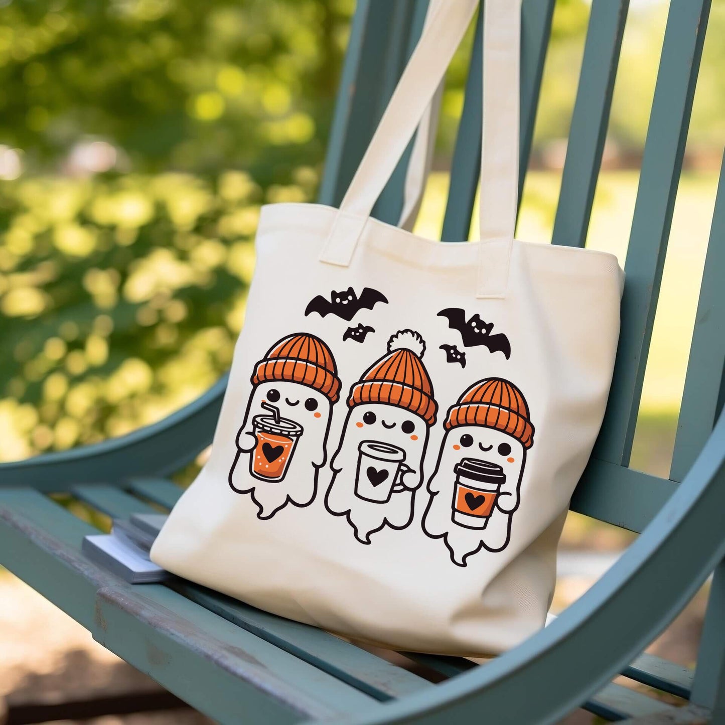 Cute Halloween Ghosts Tote Bag - Spooky Season Canvas Bag