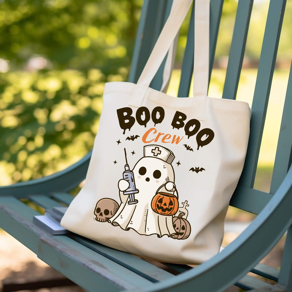 Boo Boo Crew Tote Bag - Cute Halloween Nurse Ghost Canvas Bag