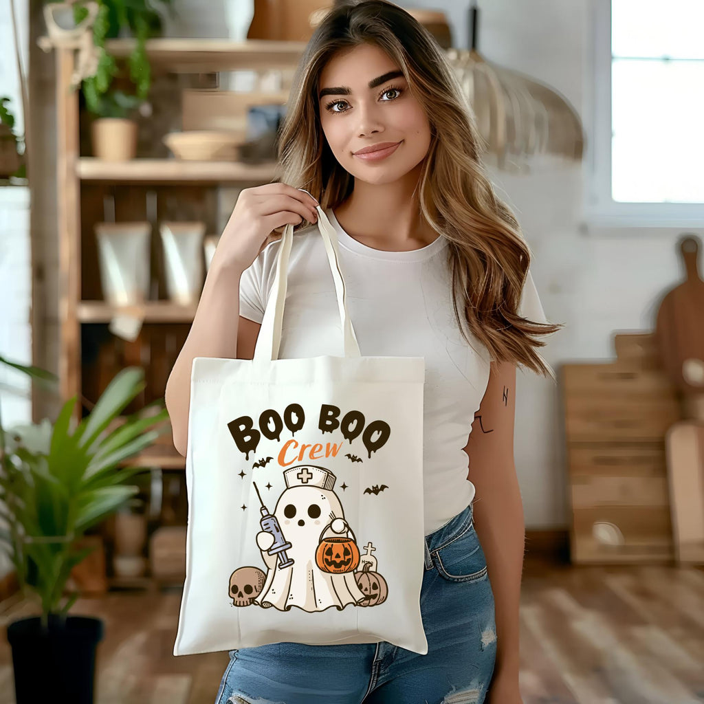 Boo Boo Crew Tote Bag - Cute Halloween Nurse Ghost Canvas Bag