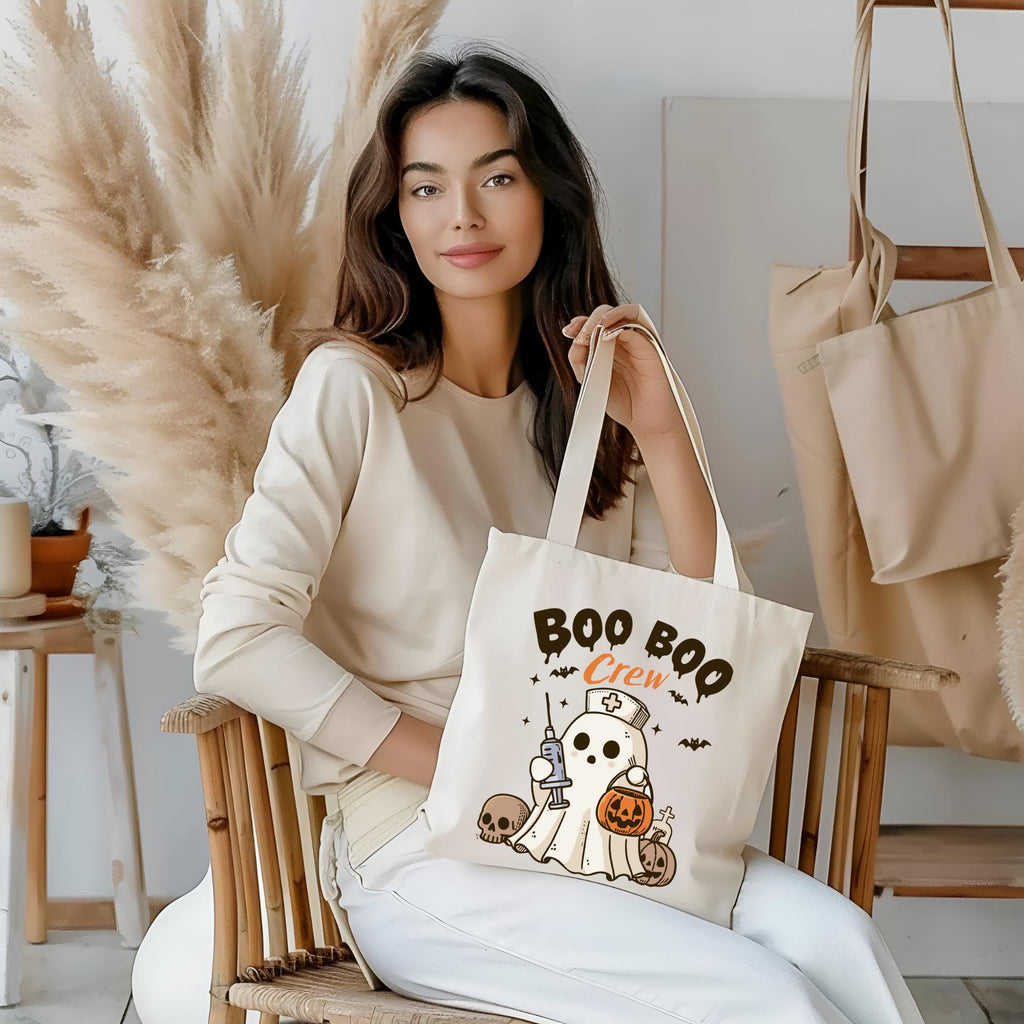 Boo Boo Crew Tote Bag - Cute Halloween Nurse Ghost Canvas Bag