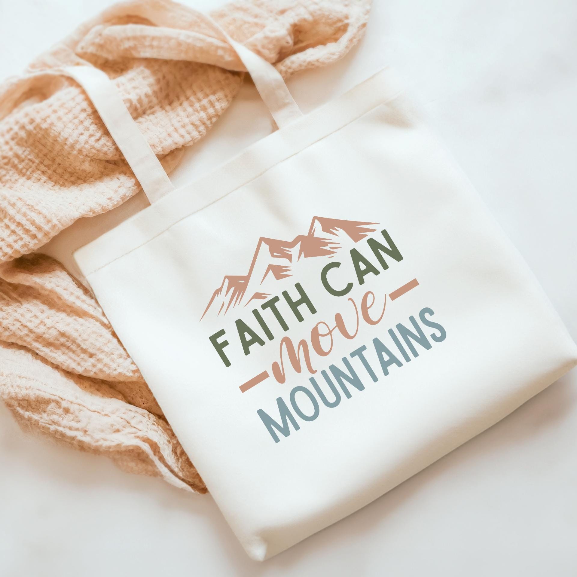 Faith Can Move Mountains Tote Bag - Inspirational Christian Tote