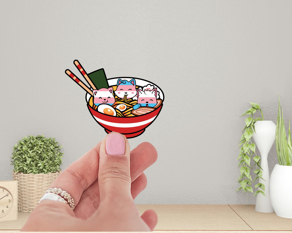 Trans Pride Ramen Cats Sticker