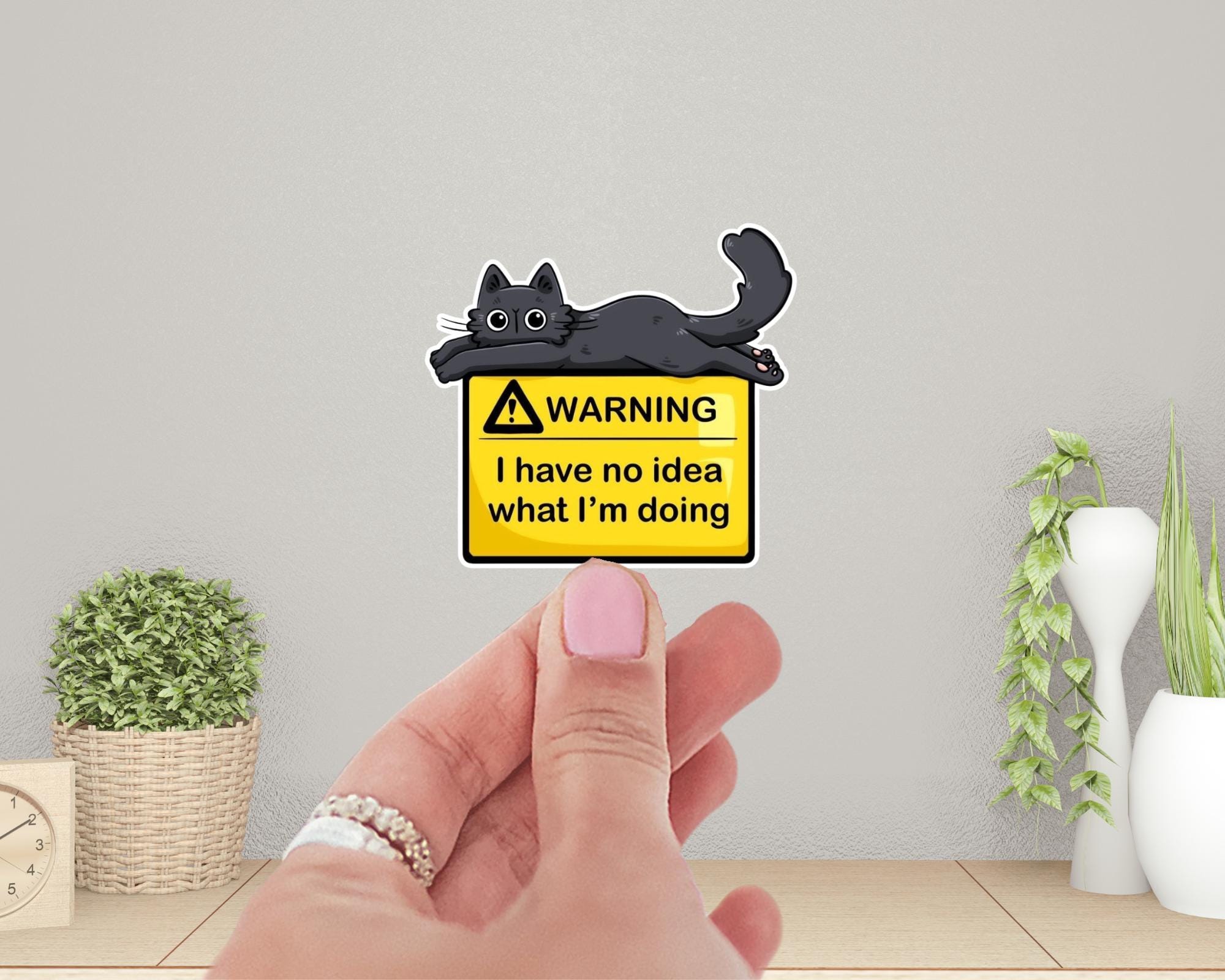 Warning Cat Vinyl Sticker