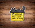 Warning Cat Vinyl Sticker