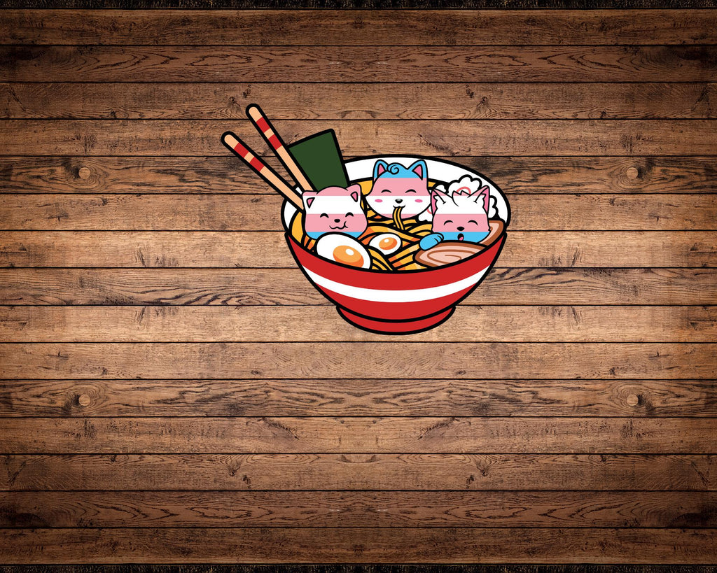 Trans Pride Ramen Cats Sticker