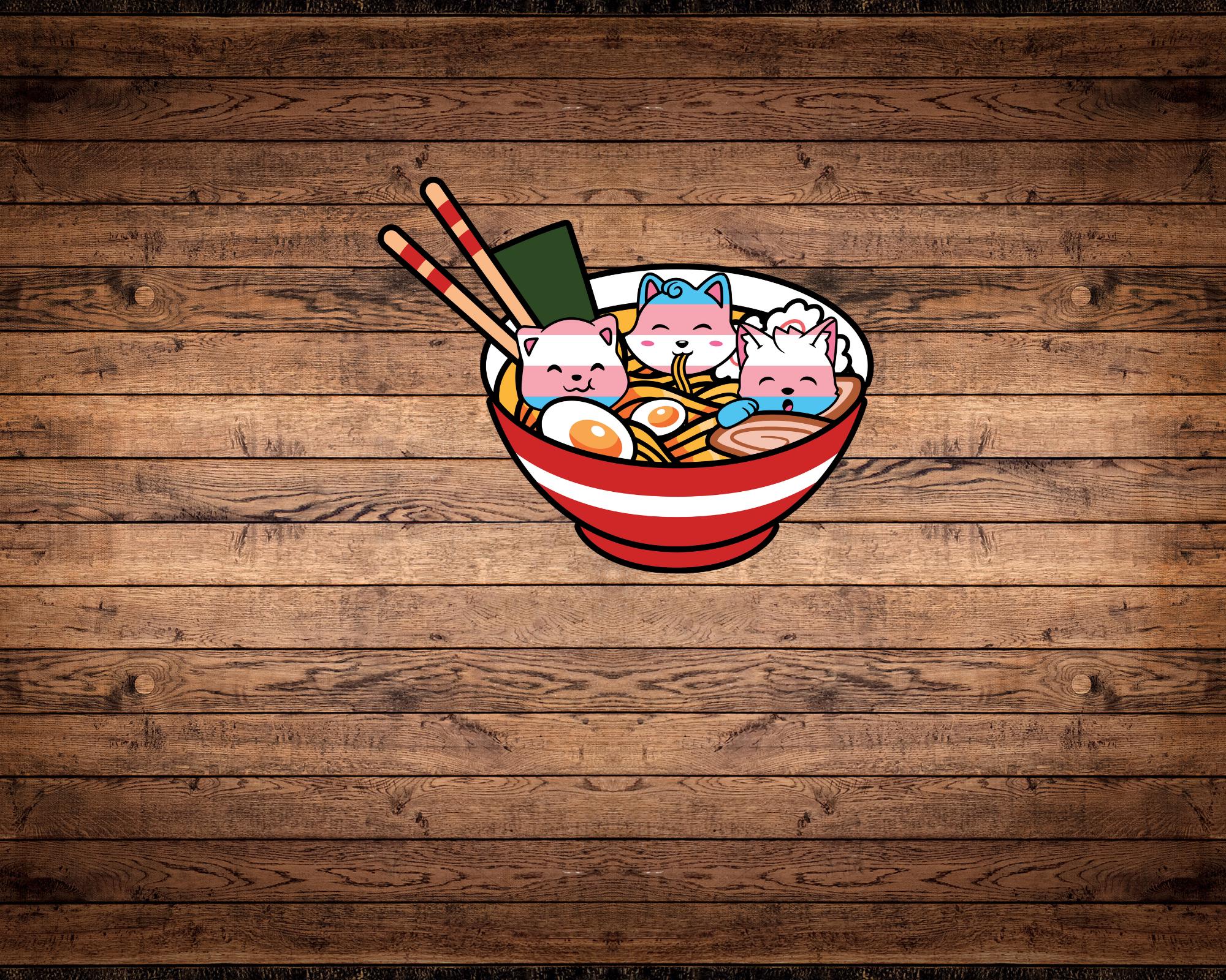 Trans Pride Ramen Cats Sticker