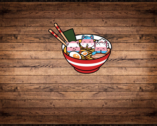 Trans Pride Ramen Cats Sticker