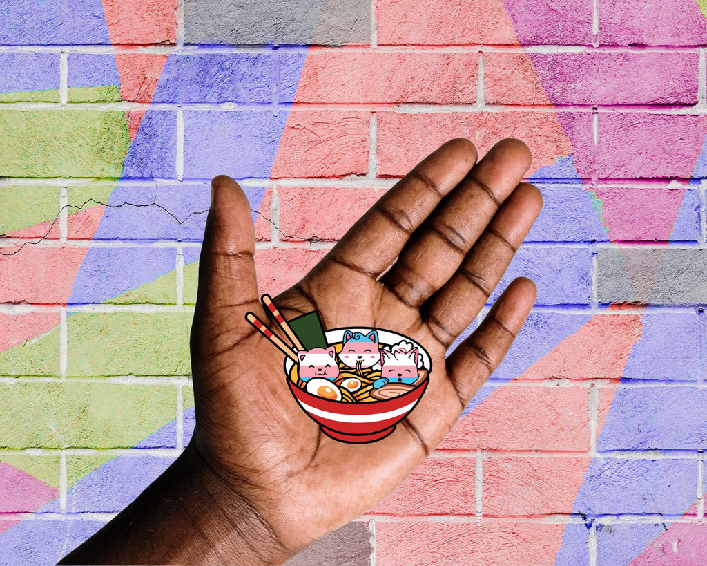 Trans Pride Ramen Cats Sticker