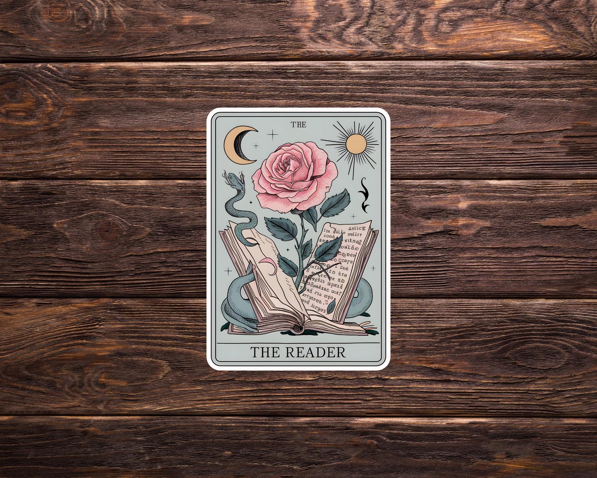 The Reader Floral Tarot Card Sticker