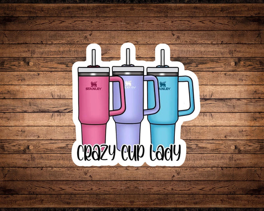 Crazy Cup Lady Sticker