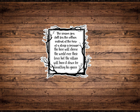 Villain vs Hero Quote Sticker