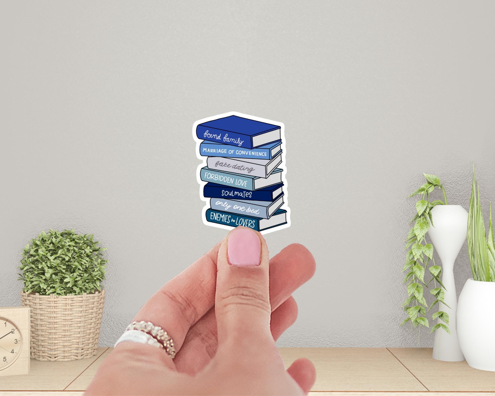 Romance Trope Book Stack Sticker
